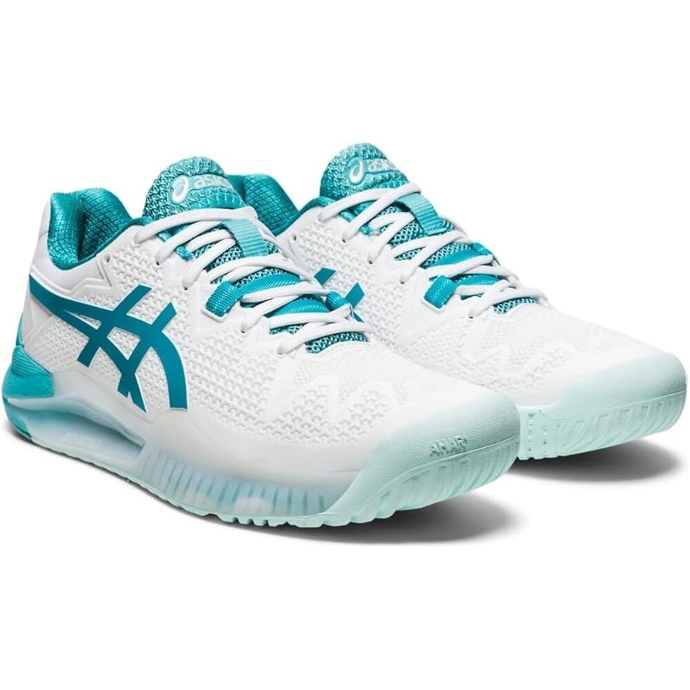 ASICS Gel-Resolution 8 Tennis Shoes Women's, White/Lagoon, US 11